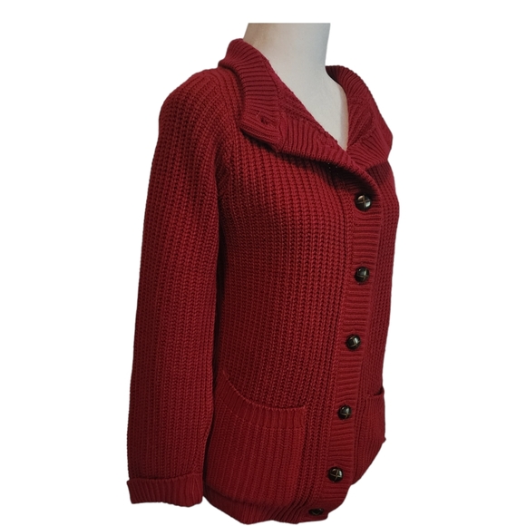 EUC Vintage Sweetree Deep Red Leather Button Up Cardigan - Picture 4 of 8